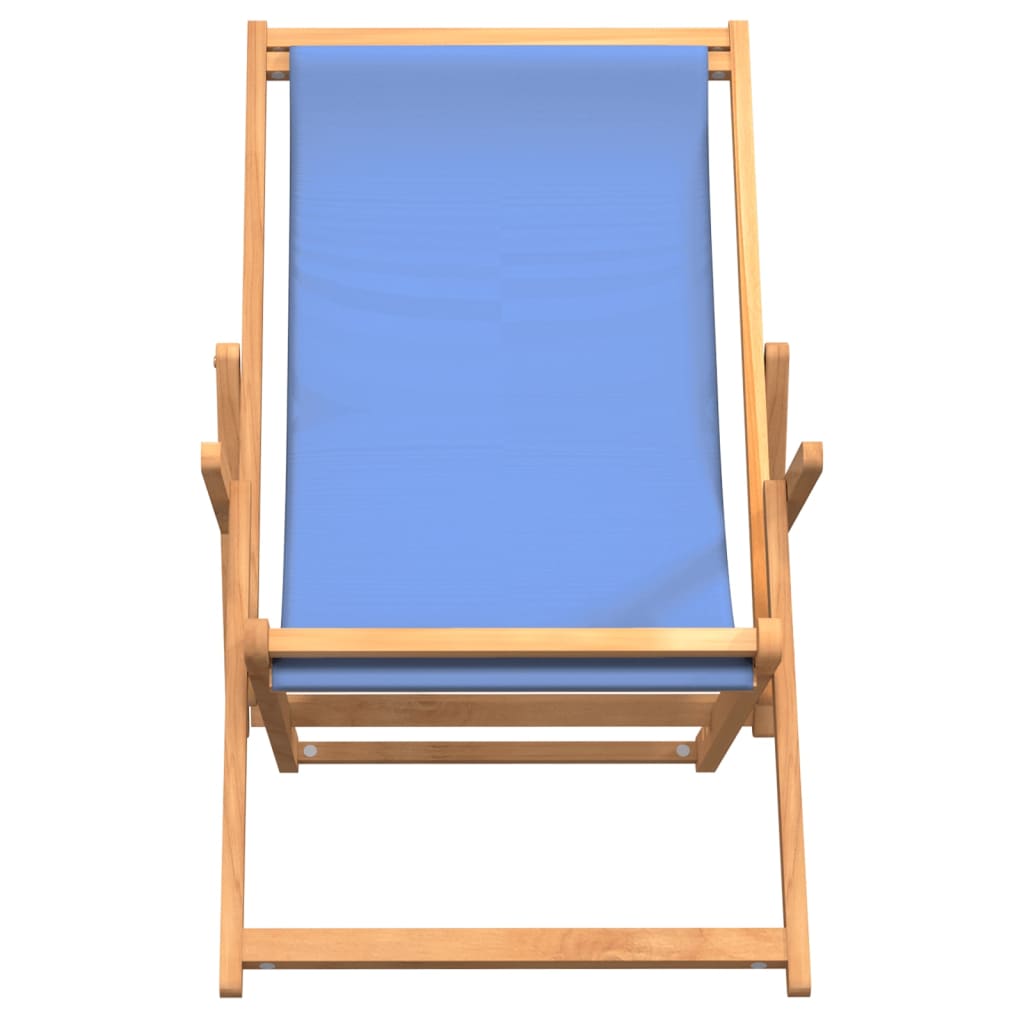 vidaXL Cadeira de praia dobrável madeira de teca maciça azul