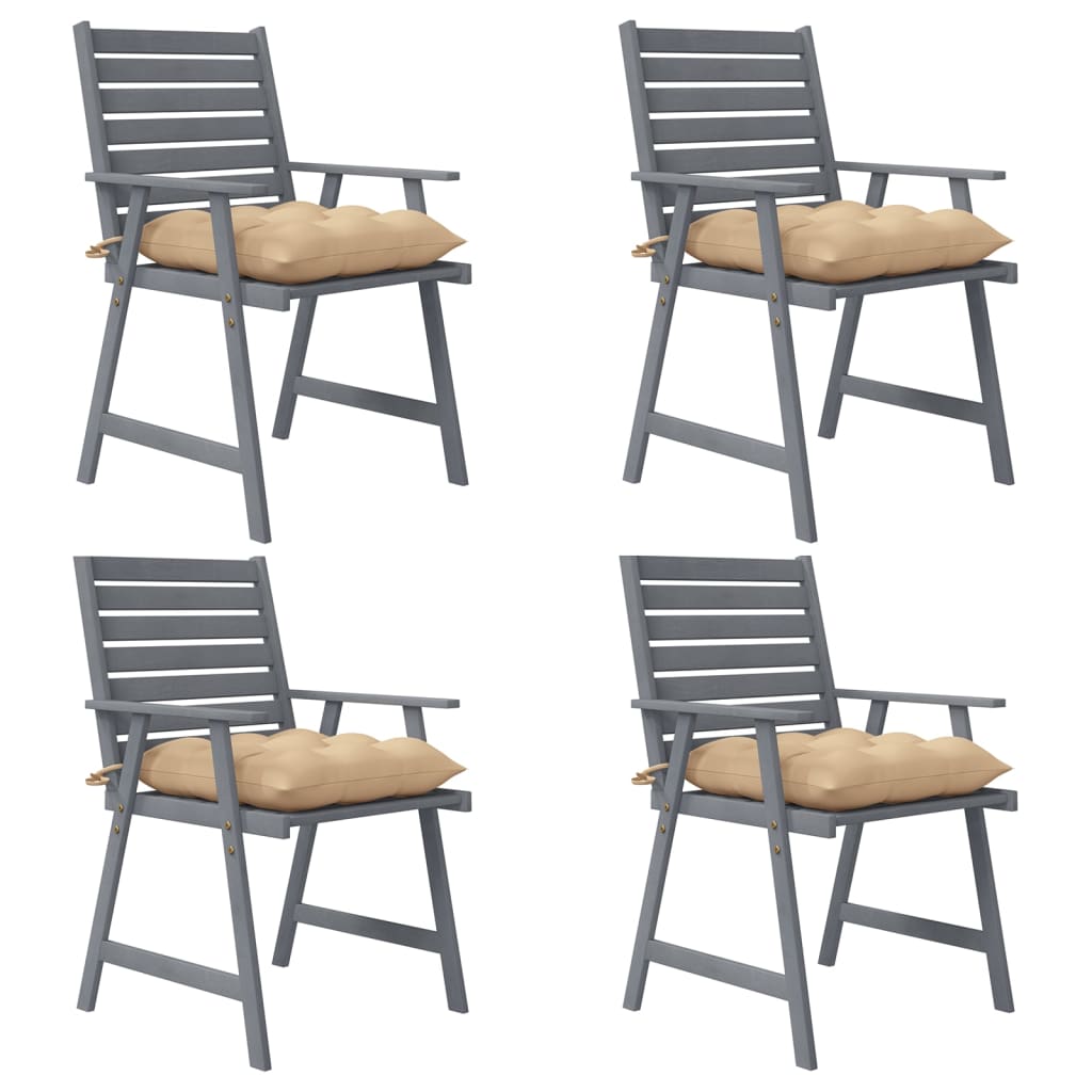 vidaXL Cadeiras de jantar p/ jardim 4 pcs c/ almofadões acácia maciça