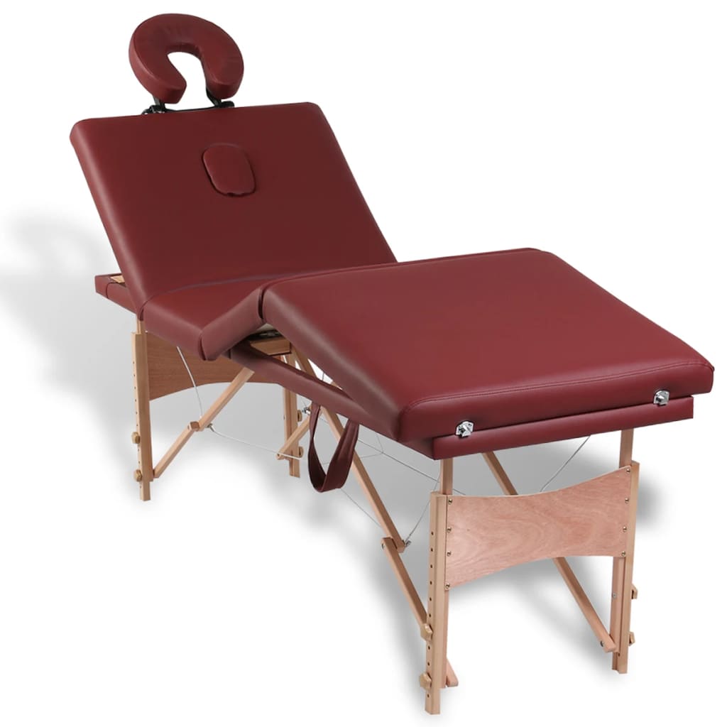 Mesa de massagem, dobrável, com 4 zonas, com estrutura de madeira