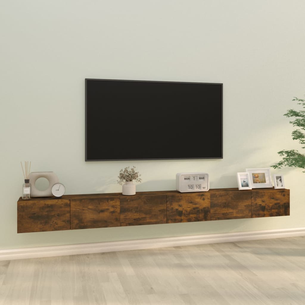vidaXL Conjunto móveis de TV 3 pcs madeira processada carvalho fumado