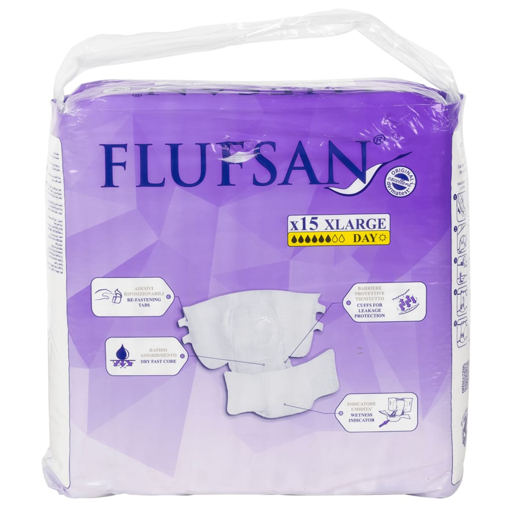 Flufsan Fraldas descartáveis para adultos 15 pcs tamanho XL