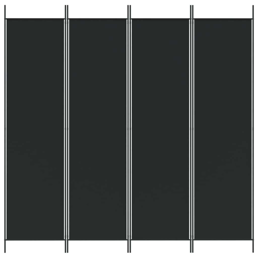 vidaXL Divisória com 4 painéis 200x200 cm tecido preto