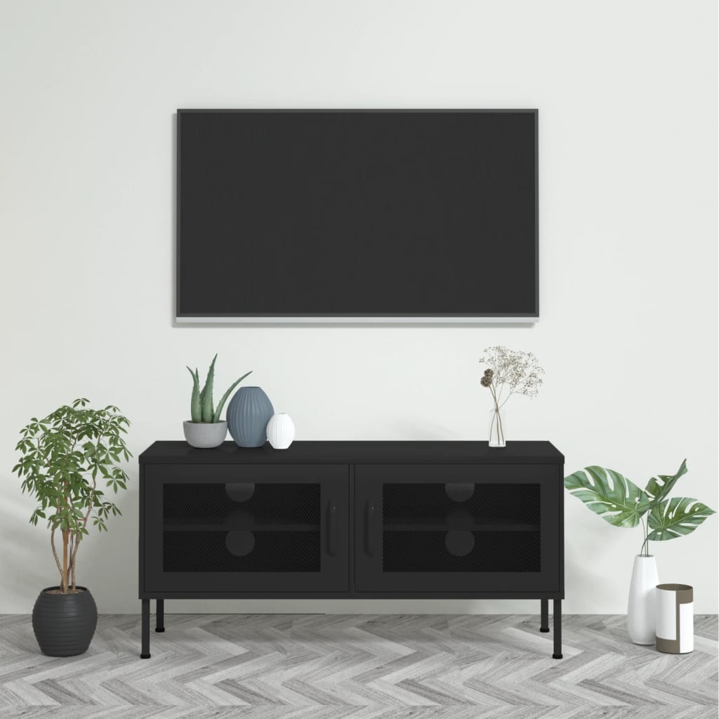 vidaXL Móvel de TV aço 105x35x50 cm preto