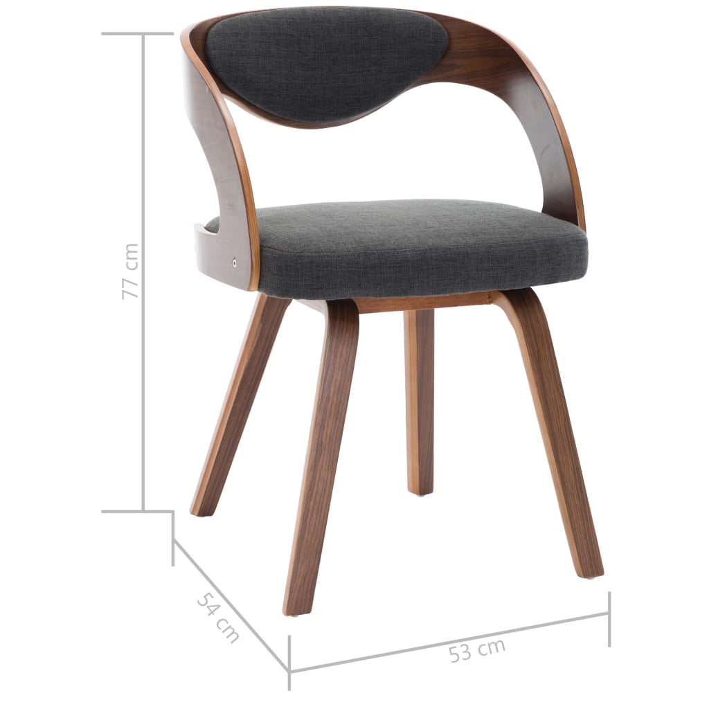 vidaXL Cadeiras jantar 2 pcs madeira curvada e tecido cinzento-escuro