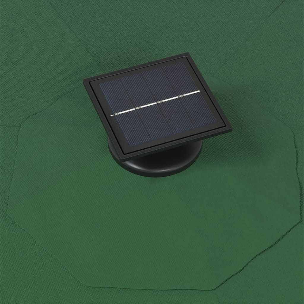 vidaXL Guarda-sol de parede c/ luzes LED e poste metálico 300 cm verde