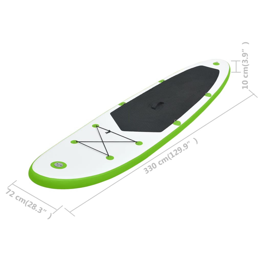 vidaXL Conjunto prancha de paddle SUP insuflável verde e branco