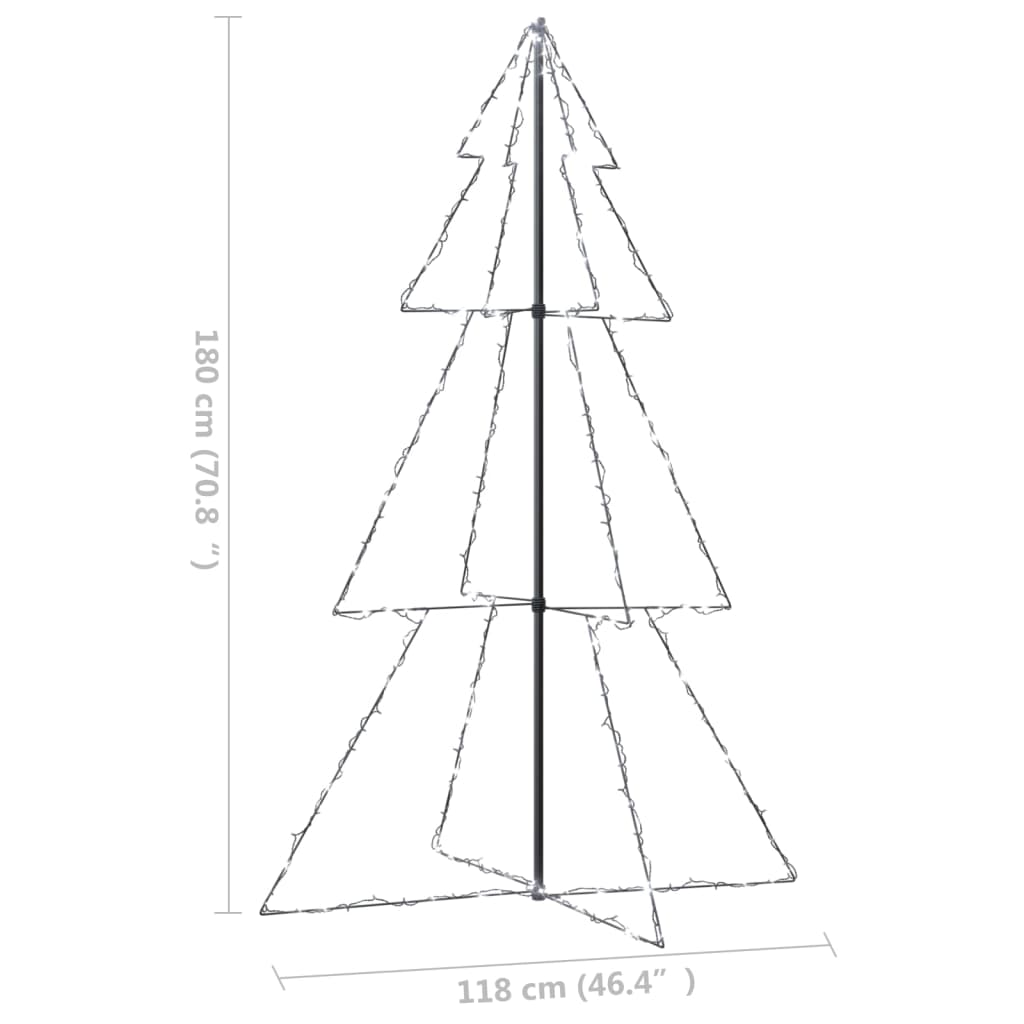 vidaXL Árvore de Natal em cone 240 LEDs 118x180 cm interior e exterior