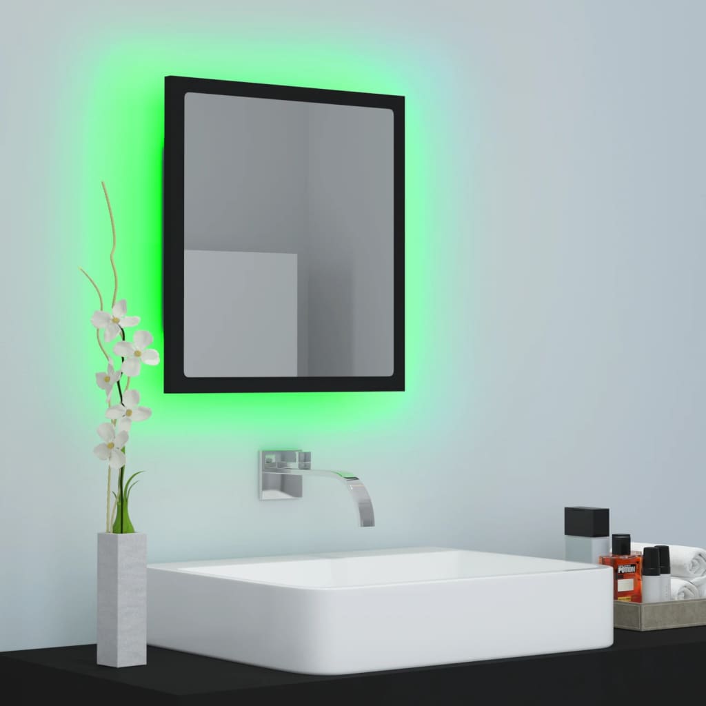 vidaXL Espelho de casa de banho com LED 40x8,5x37 cm acrílico preto