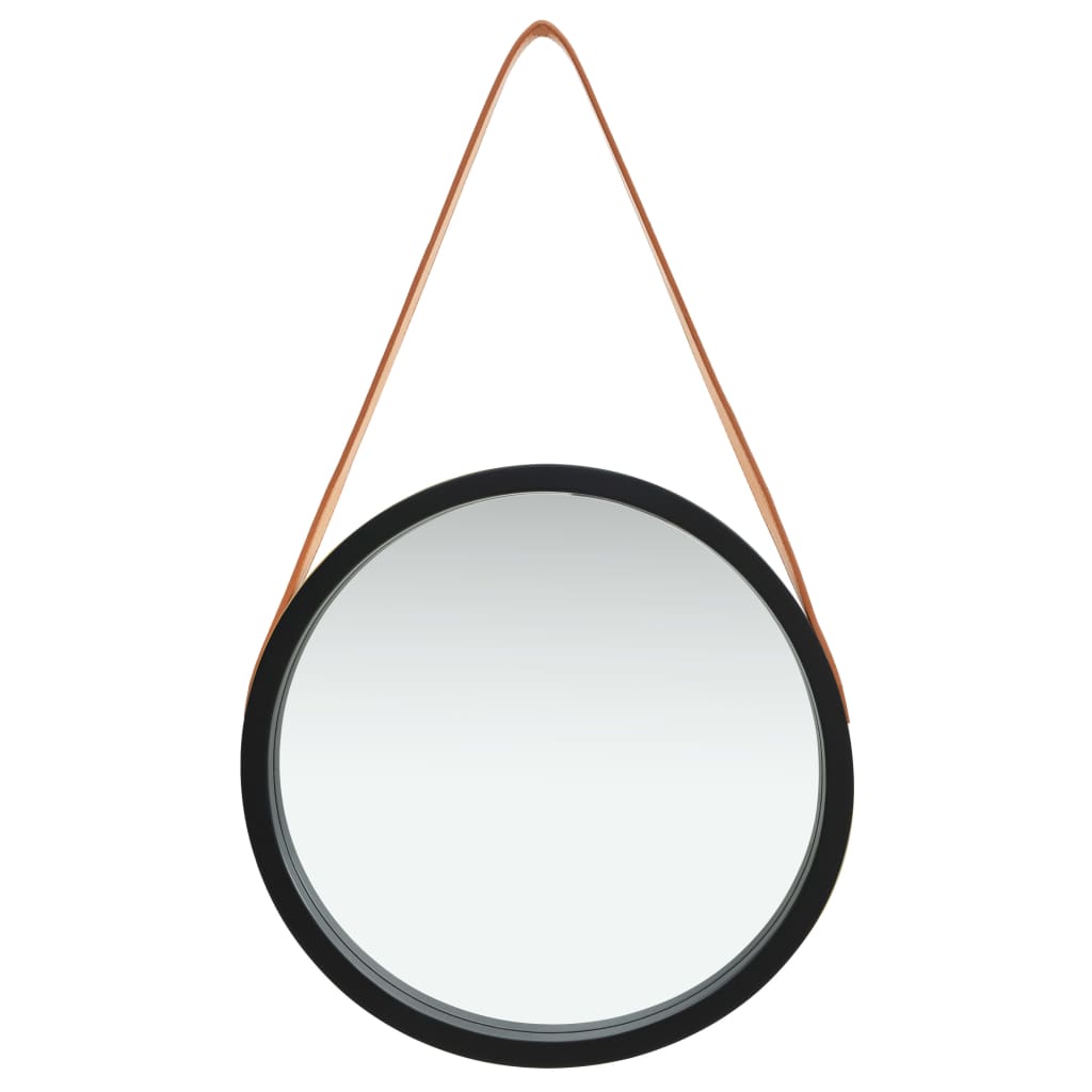 vidaXL Espelho de parede com alça 40 cm preto