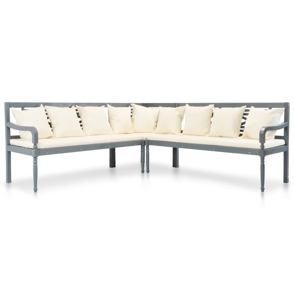 vidaXL Conjunto sofá de canto e mesa de exterior 16 pcs acácia maciça