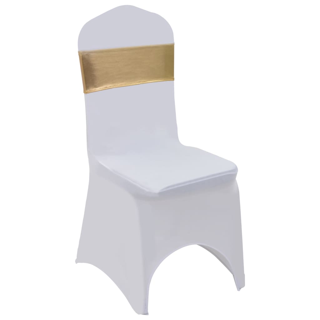 vidaXL 25pcs Faixa de cadeira extensível c/ fivela de diamante dourado