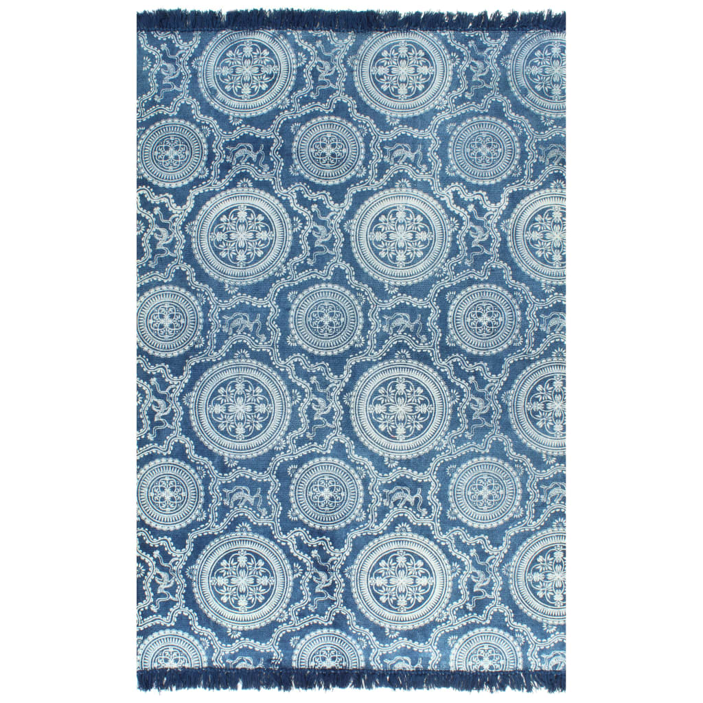 vidaXL Tapete Kilim em algodão 120x180 cm com padrão azul