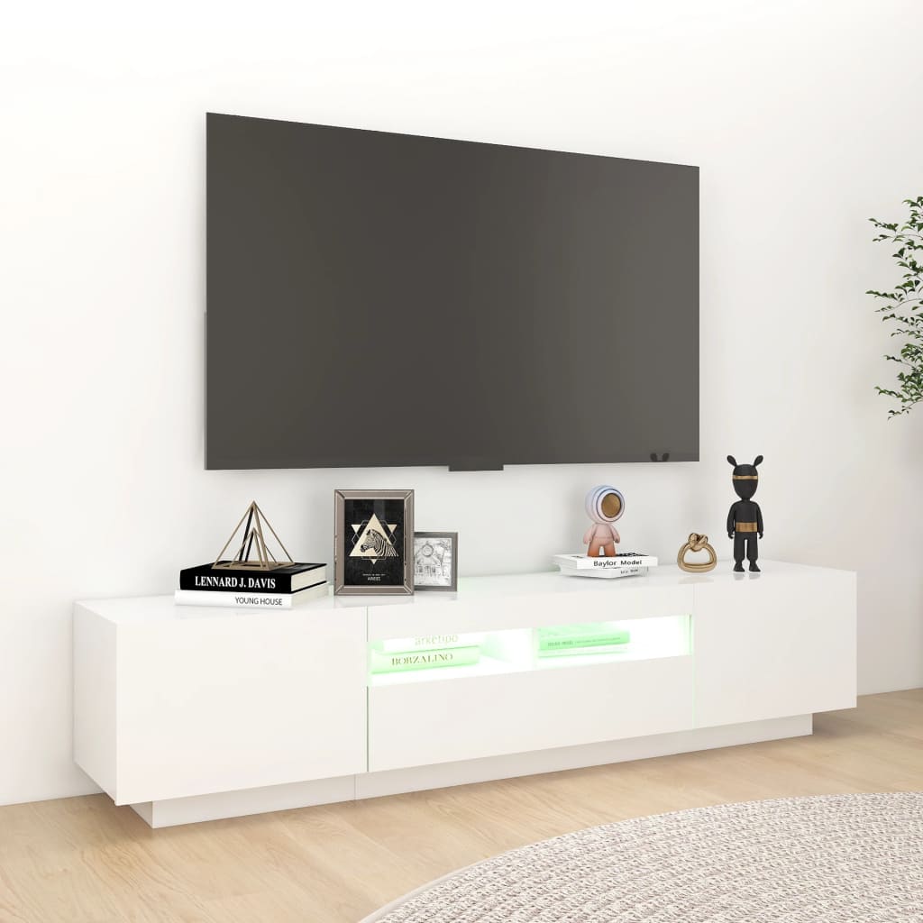 vidaXL Móvel de TV com luzes LED 180x35x40 cm branco