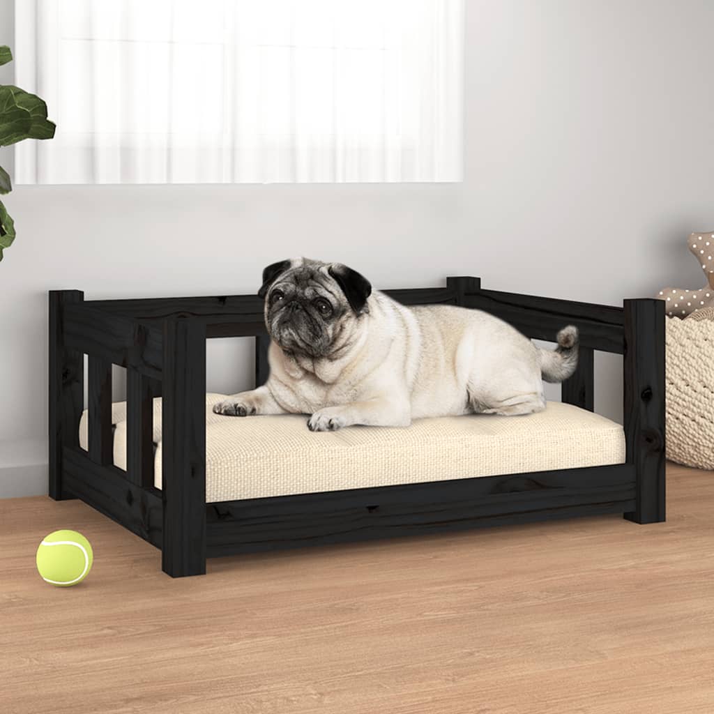 vidaXL Cama para cães 65,5x50,5x28 cm madeira de pinho preto