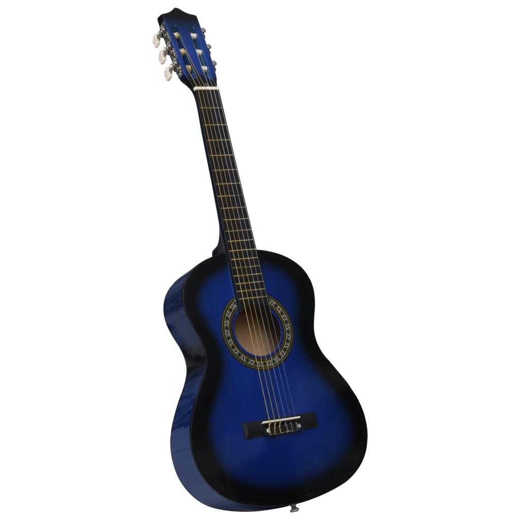 vidaXL Guitarra clássica iniciantes/crianças 1/2 34" azul