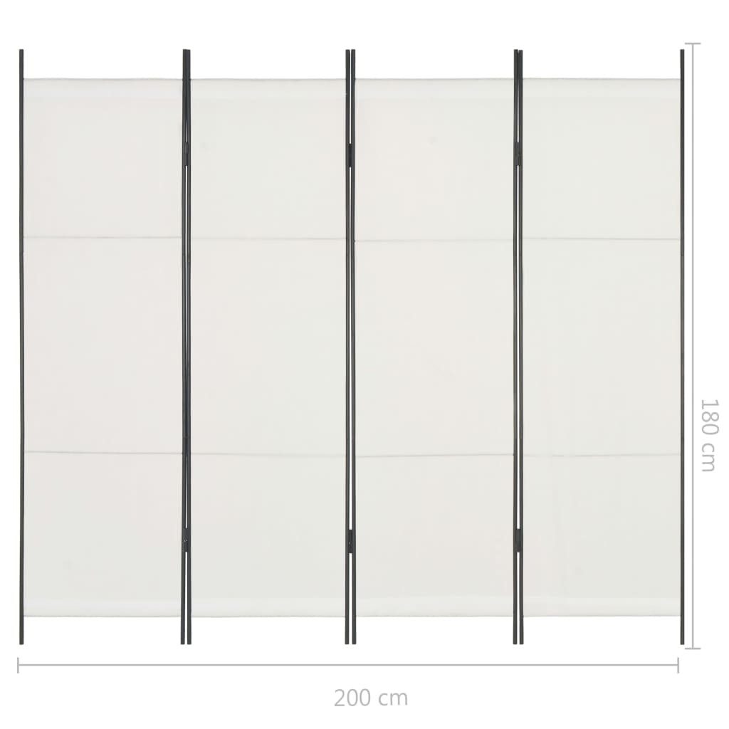 vidaXL Divisória de quarto com 4 painéis 200x180 cm branco