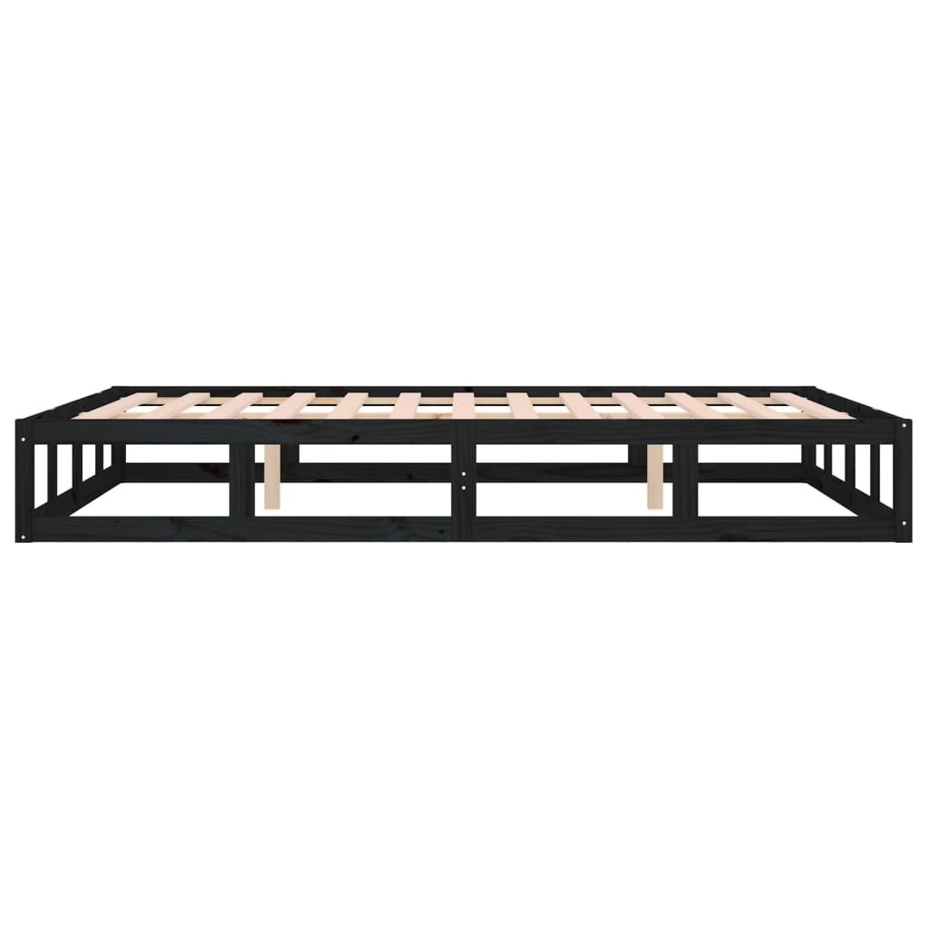 vidaXL Estrutura de cama 140x200 cm madeira maciça preto