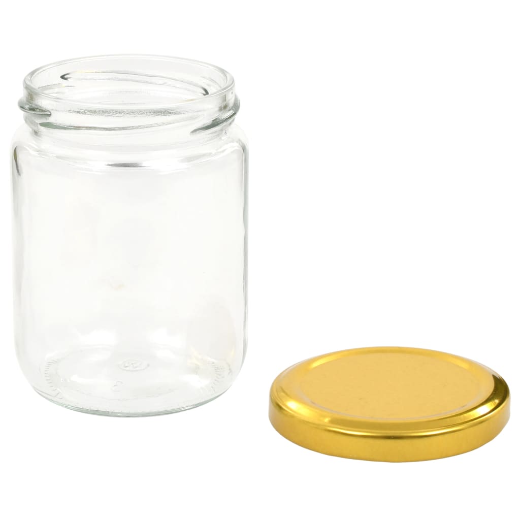 vidaXL Frascos de vidro com tampas douradas 96 pcs 230 ml