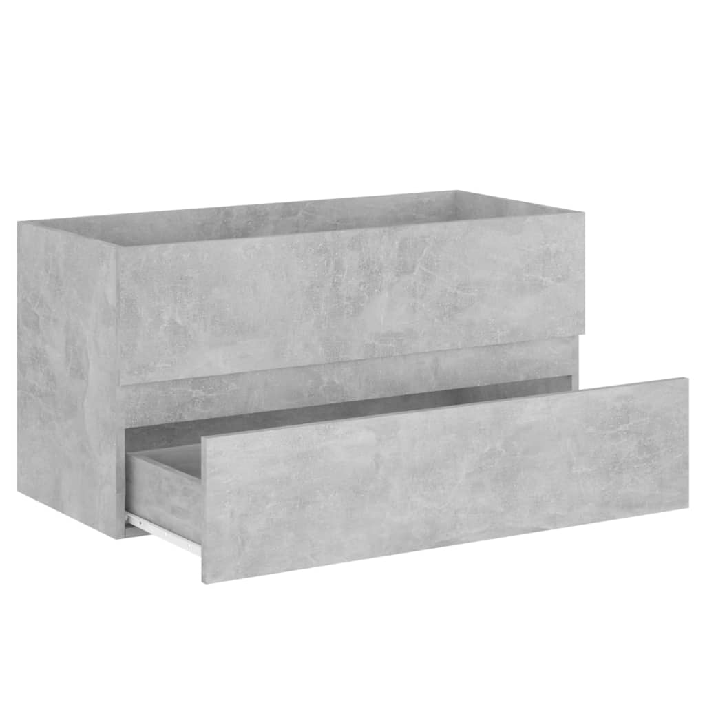 vidaXL Armário lavatório 90x38,5x45 cm contraplacado cinzento cimento