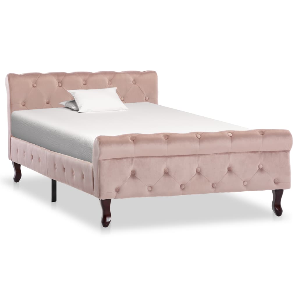 vidaXL Estrutura de cama 100x200 cm veludo cor-de-rosa