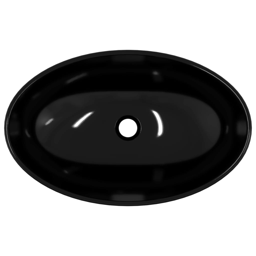 vidaXL Lavatório 54,5x35x15,5 vidro temperado preto