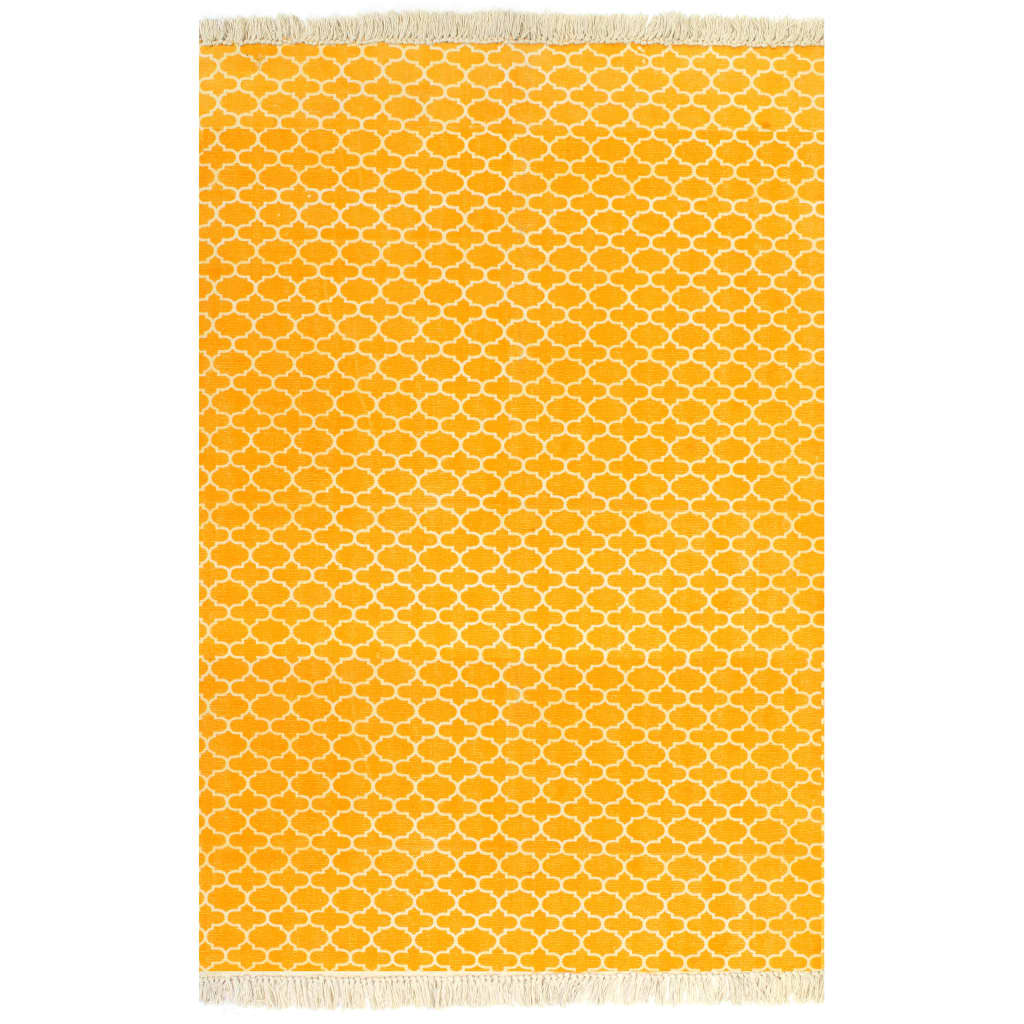 vidaXL Tapete Kilim em algodão 120x180 cm com padrão amarelo