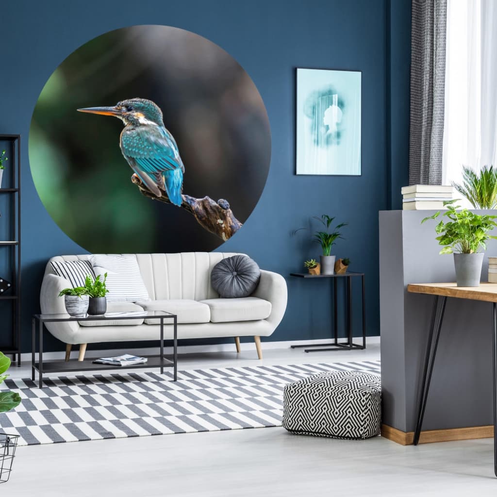 WallArt Papel de parede circular "The Kingfisher" 142,5 cm