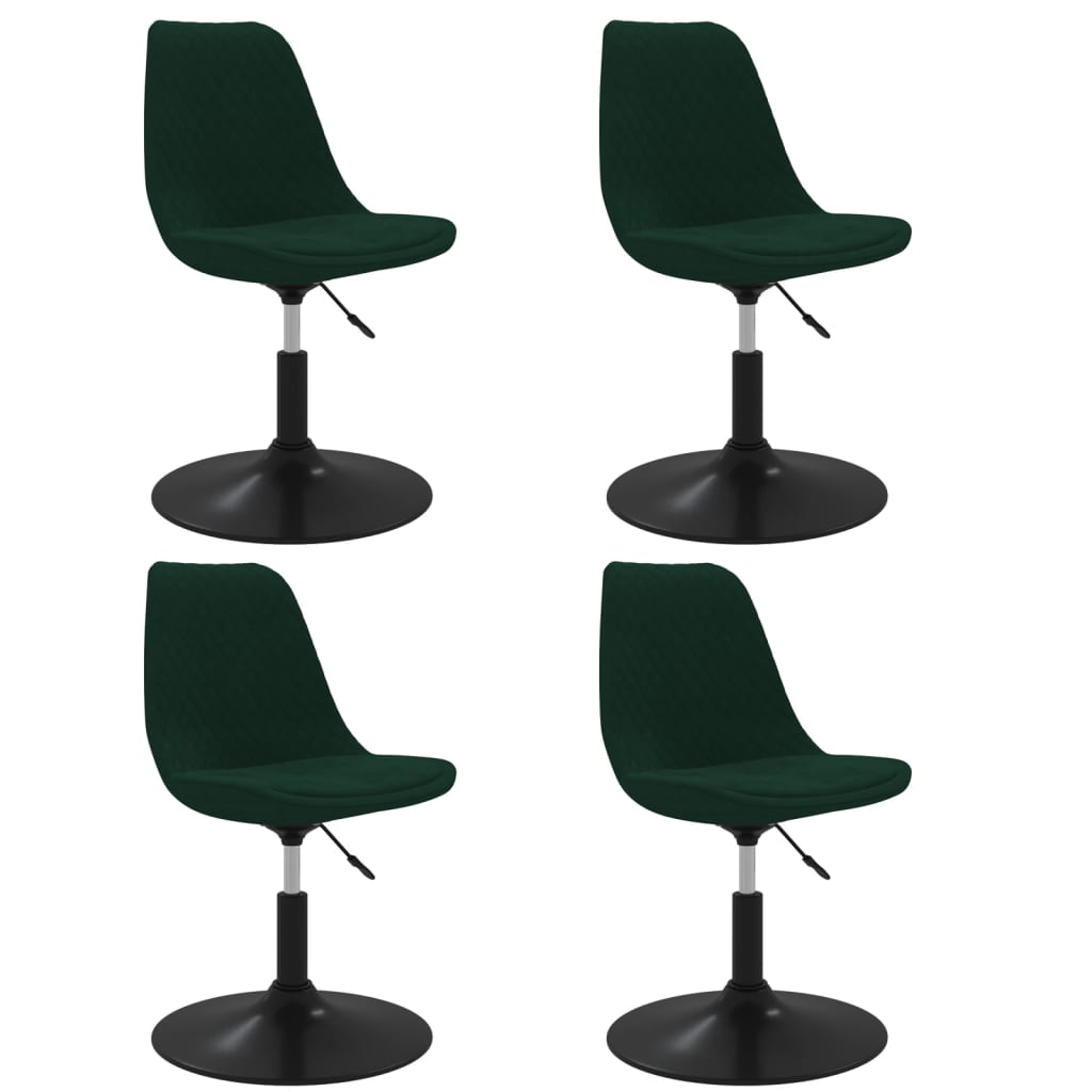 vidaXL Cadeiras de jantar giratórias 4 pcs veludo verde-escuro