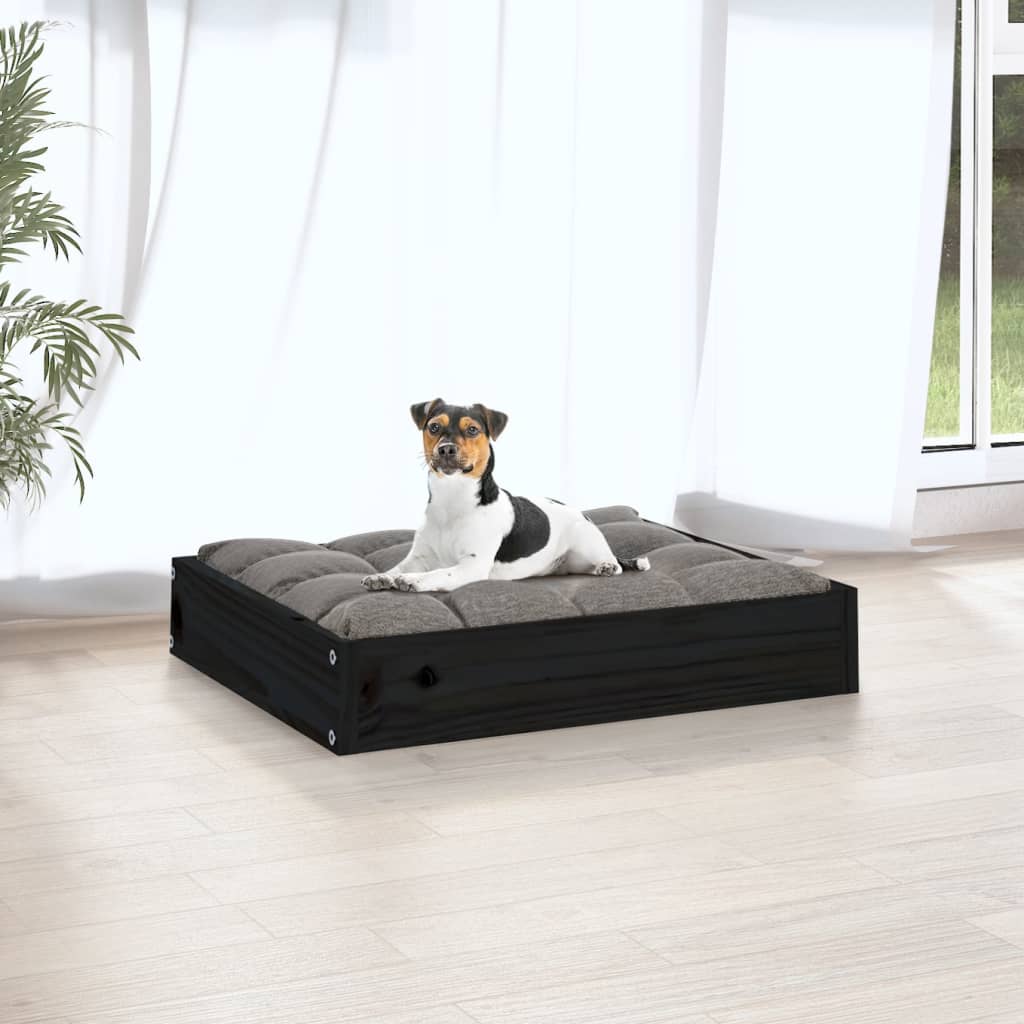 vidaXL Cama para cães 51,5x44x9 cm madeira de pinho maciça preto