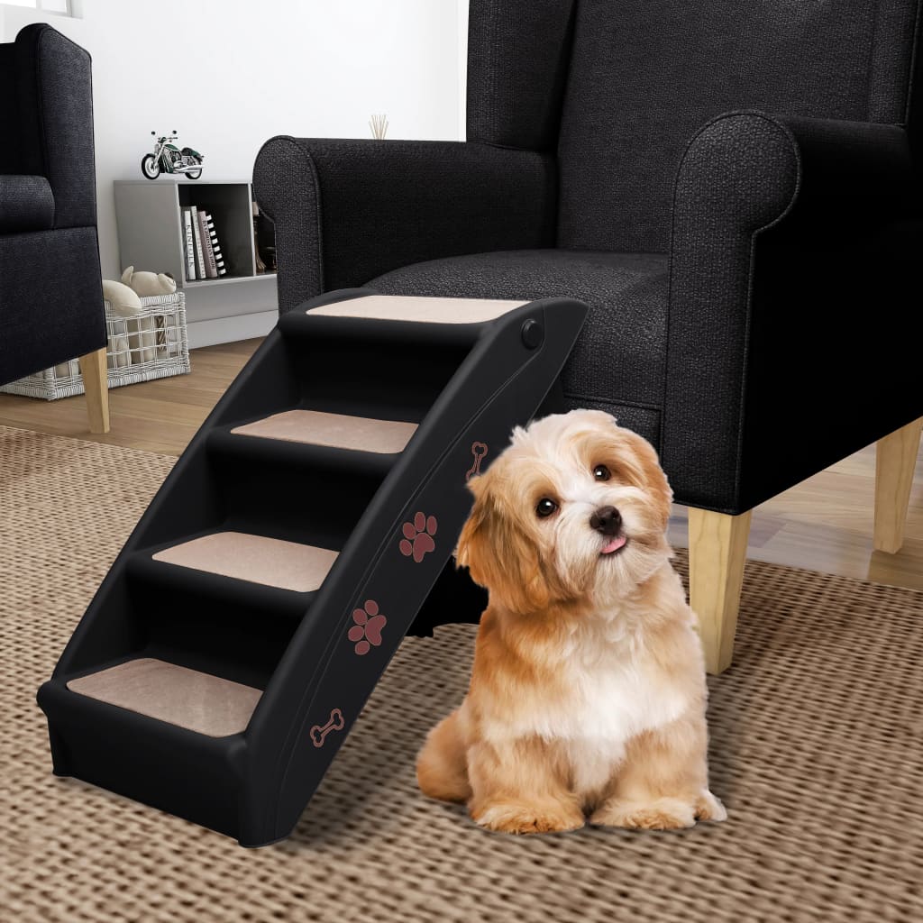 vidaXL Escadas para cães dobráveis 62x40x49,5 cm preto