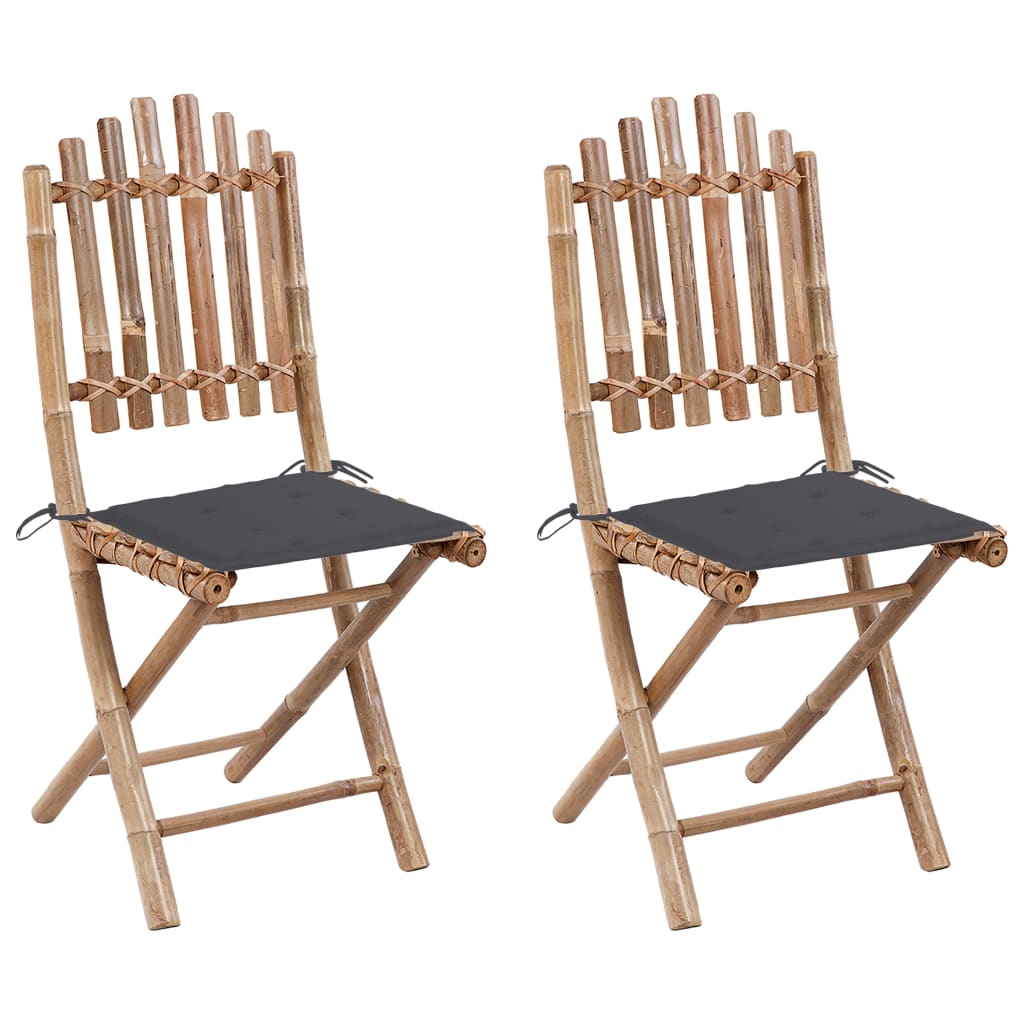 vidaXL Cadeiras de jardim dobráveis c/ almofadões 2 pcs bambu
