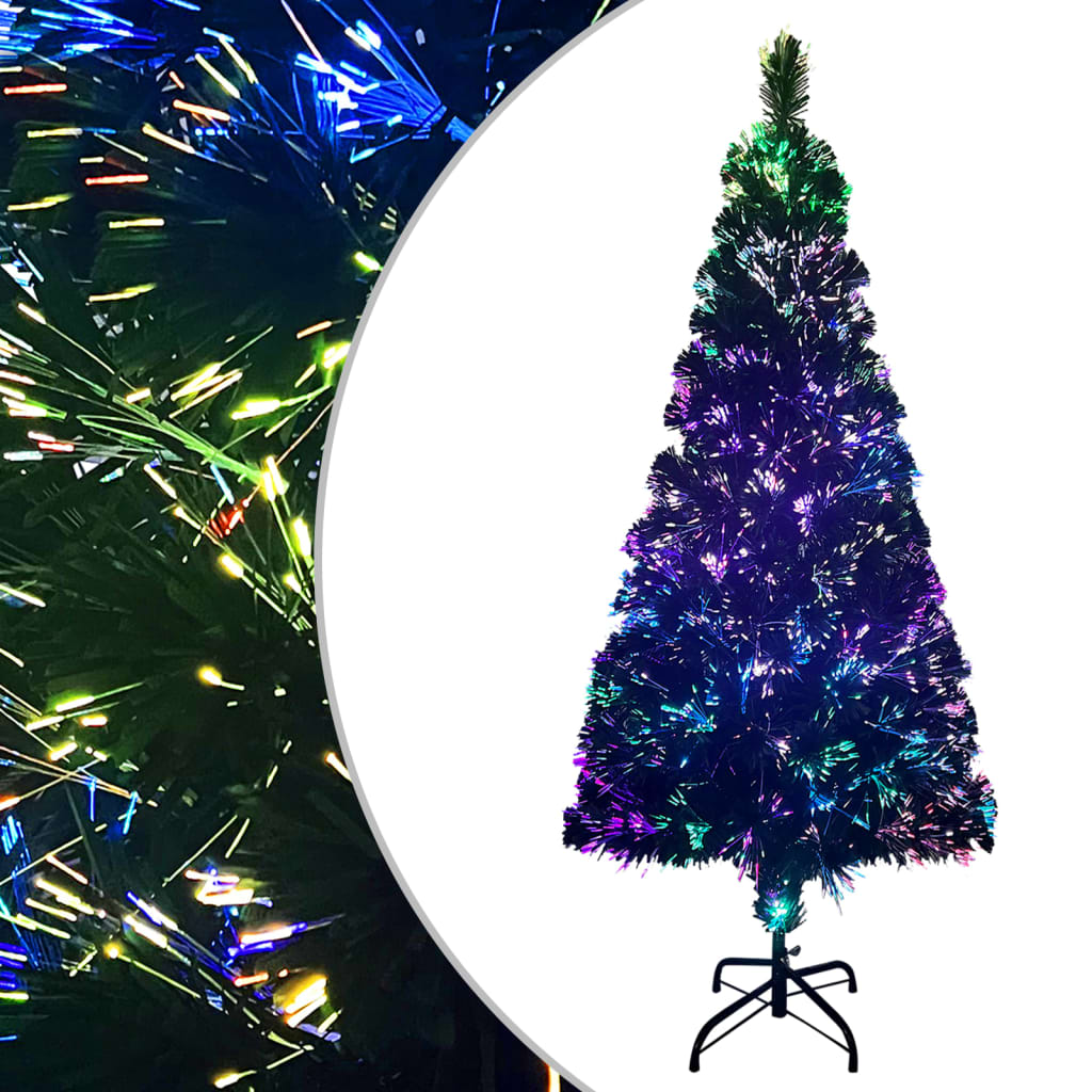 vidaXL Árvore de Natal artificial com suporte 210 cm fibra ótica verde
