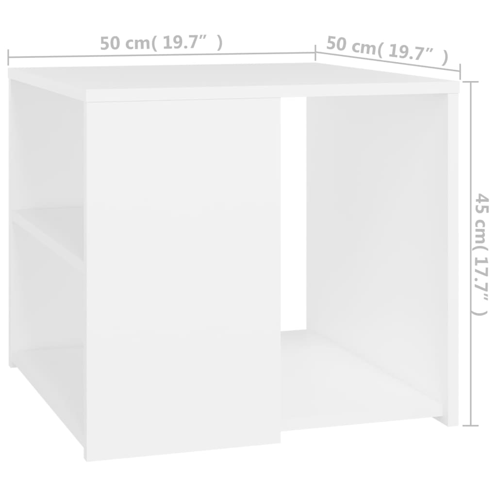vidaXL Mesa de apoio 50x50x45 cm contraplacado branco
