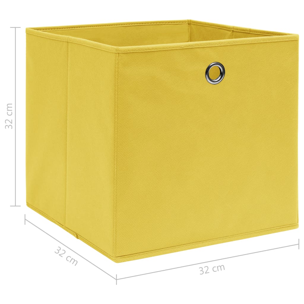 vidaXL Caixas de arrumação 4 pcs 32x32x32 cm tecido amarelo