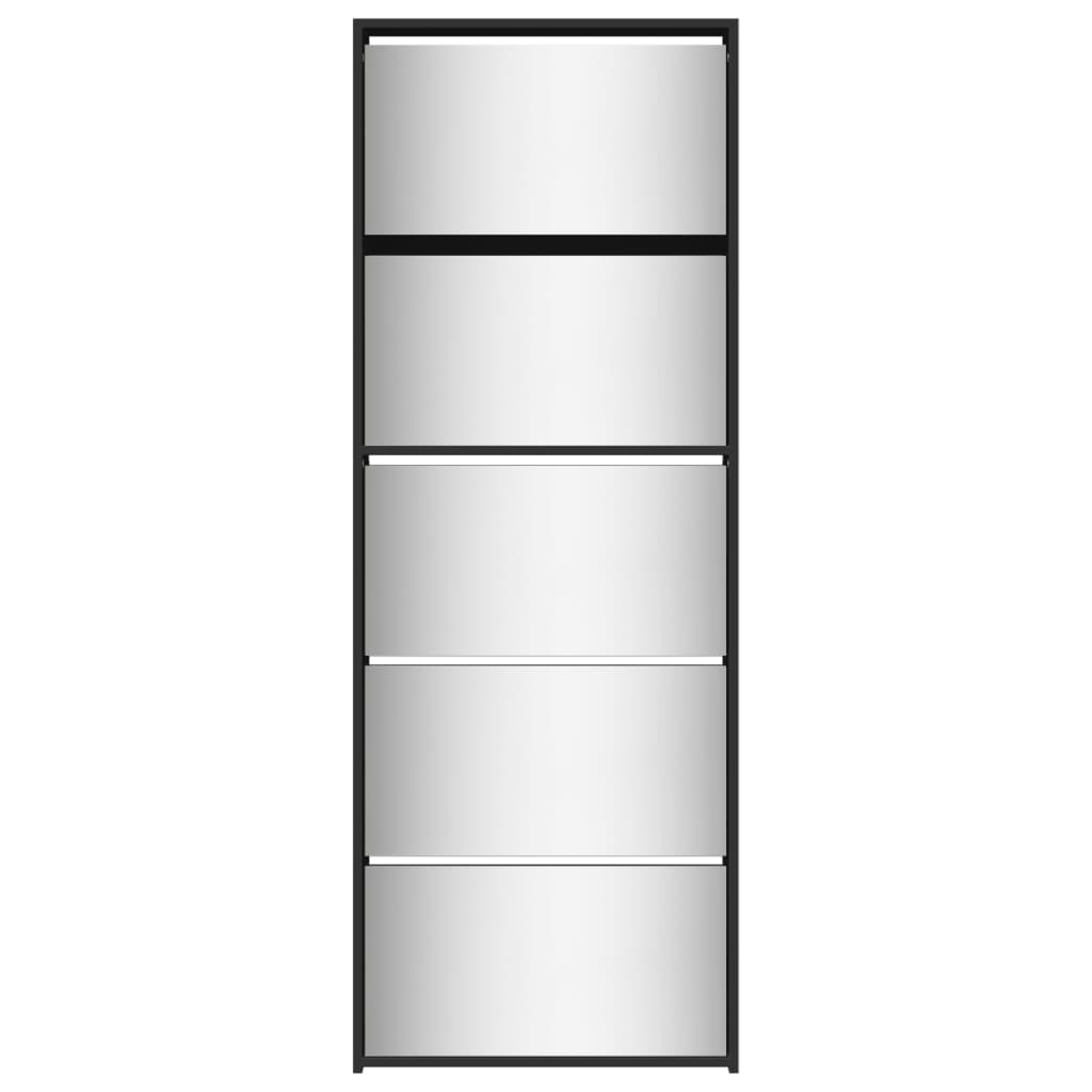 vidaXL Sapateira com espelho de 5 divisórias 63x17x169,5 cm preto