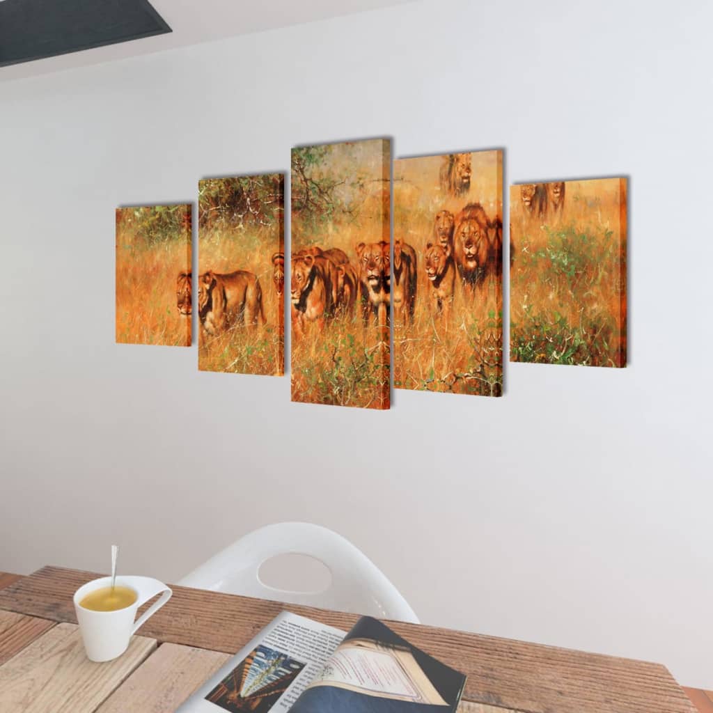 Políptico com impressão leões 200x100 cm