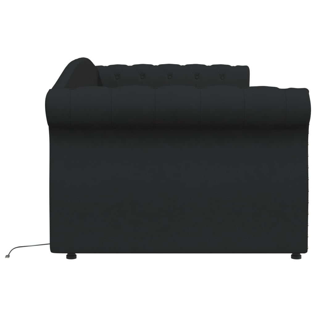 vidaXL Sofá-cama c/ saída USB 90x200 cm tecido preto