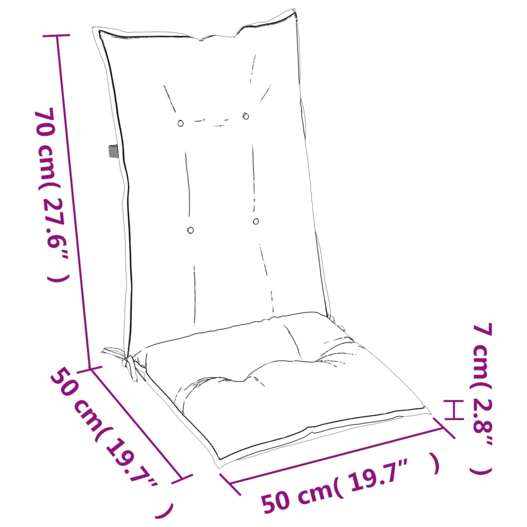 vidaXL Almofadões para cadeiras altas de jardim 6 pcs tecido creme