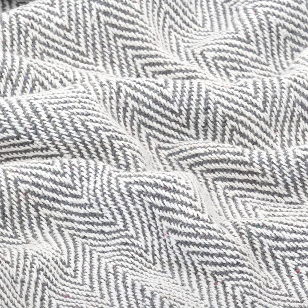 vidaXL Manta em algodão 160x210 cm padrão espinha cinzento
