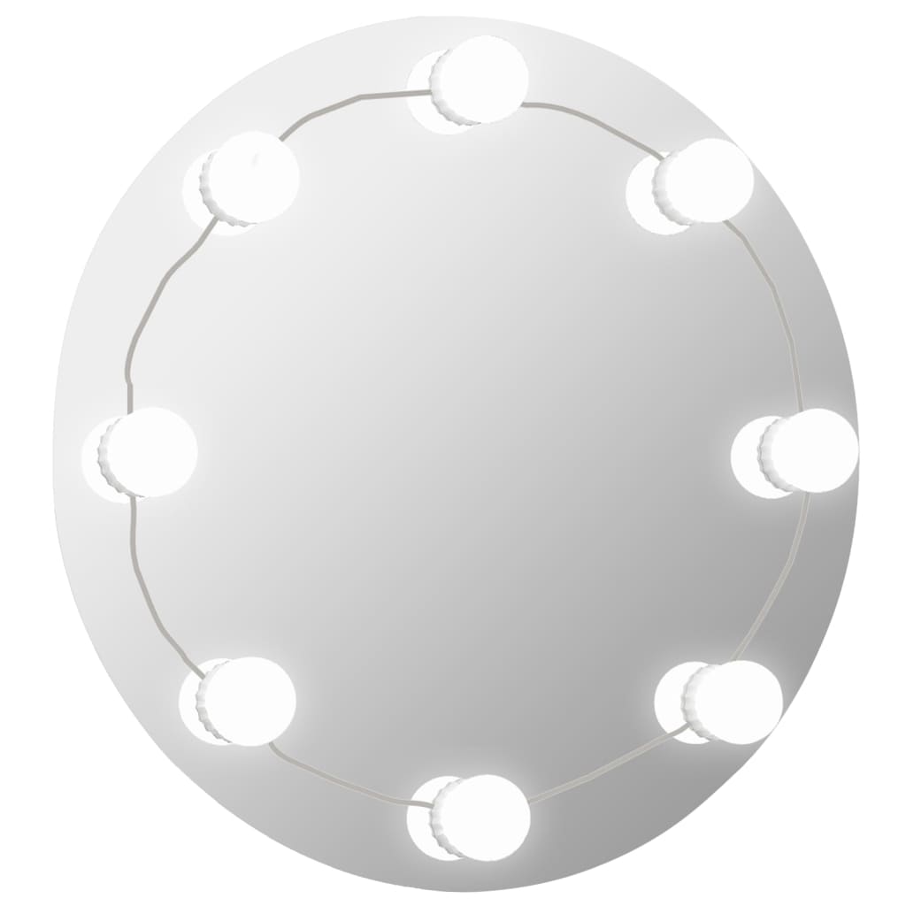 vidaXL Espelho de parede com luzes LED vidro redondo