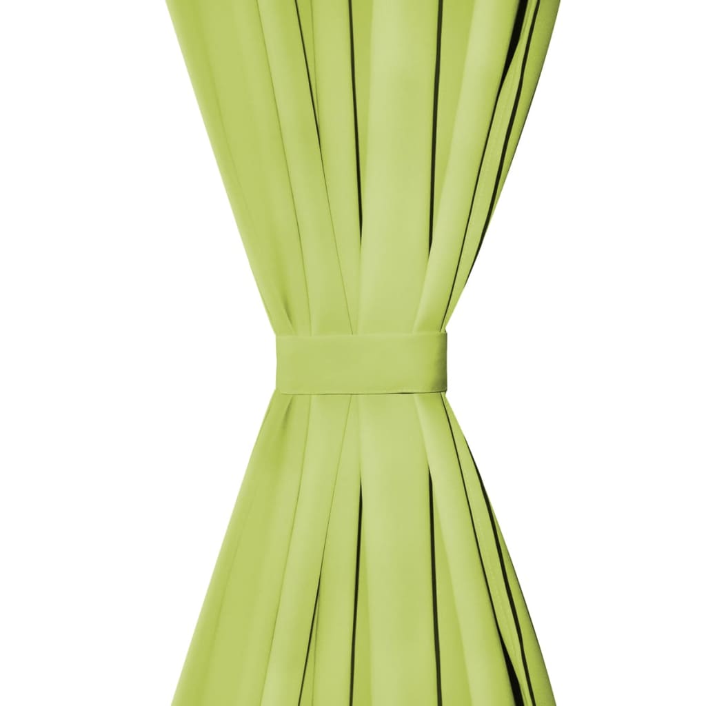 vidaXL Cortinas de cetim com presilhas 2 pcs 140x225 cm verde