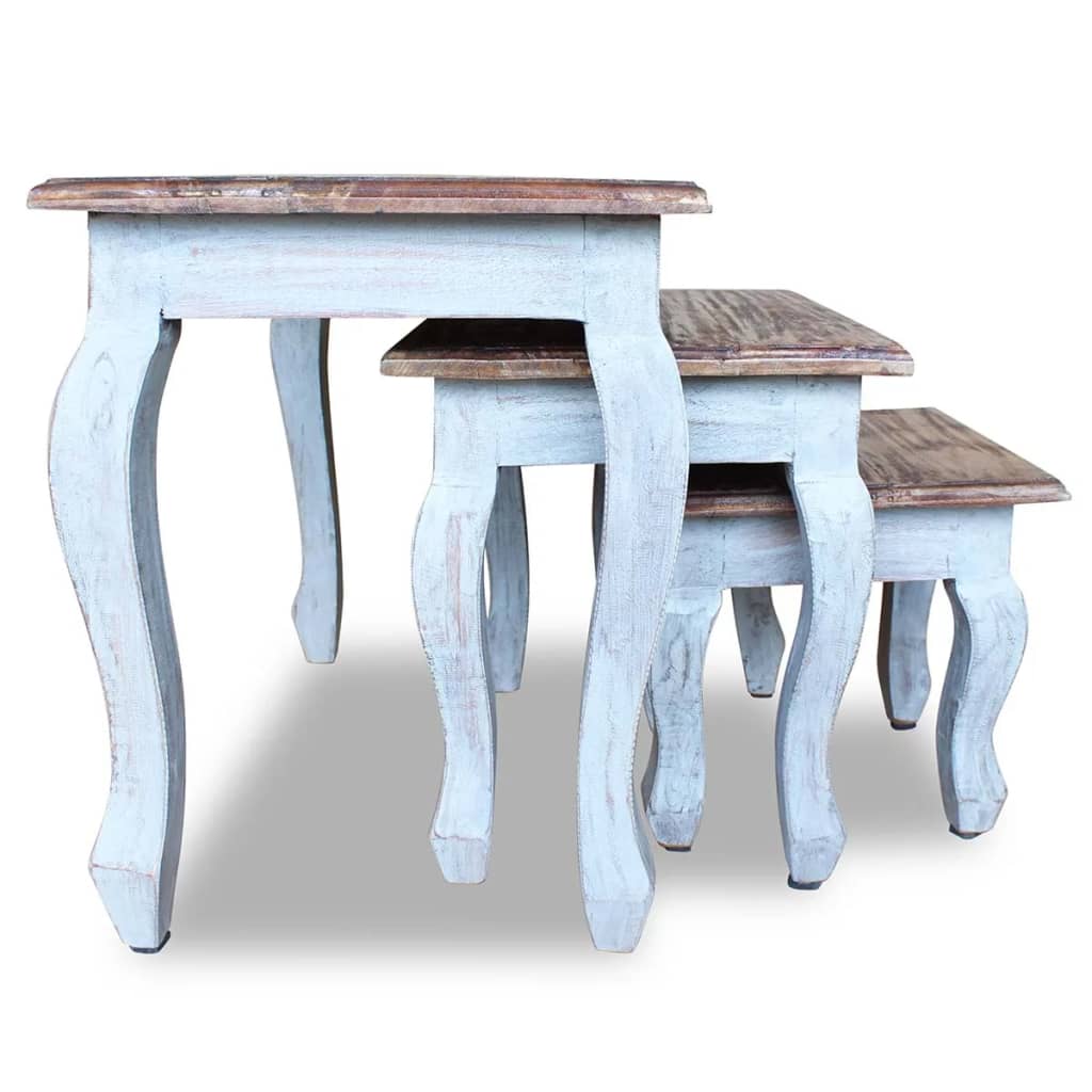 vidaXL Conjunto de mesas de encastrar 3 pcs madeira maciça reciclada