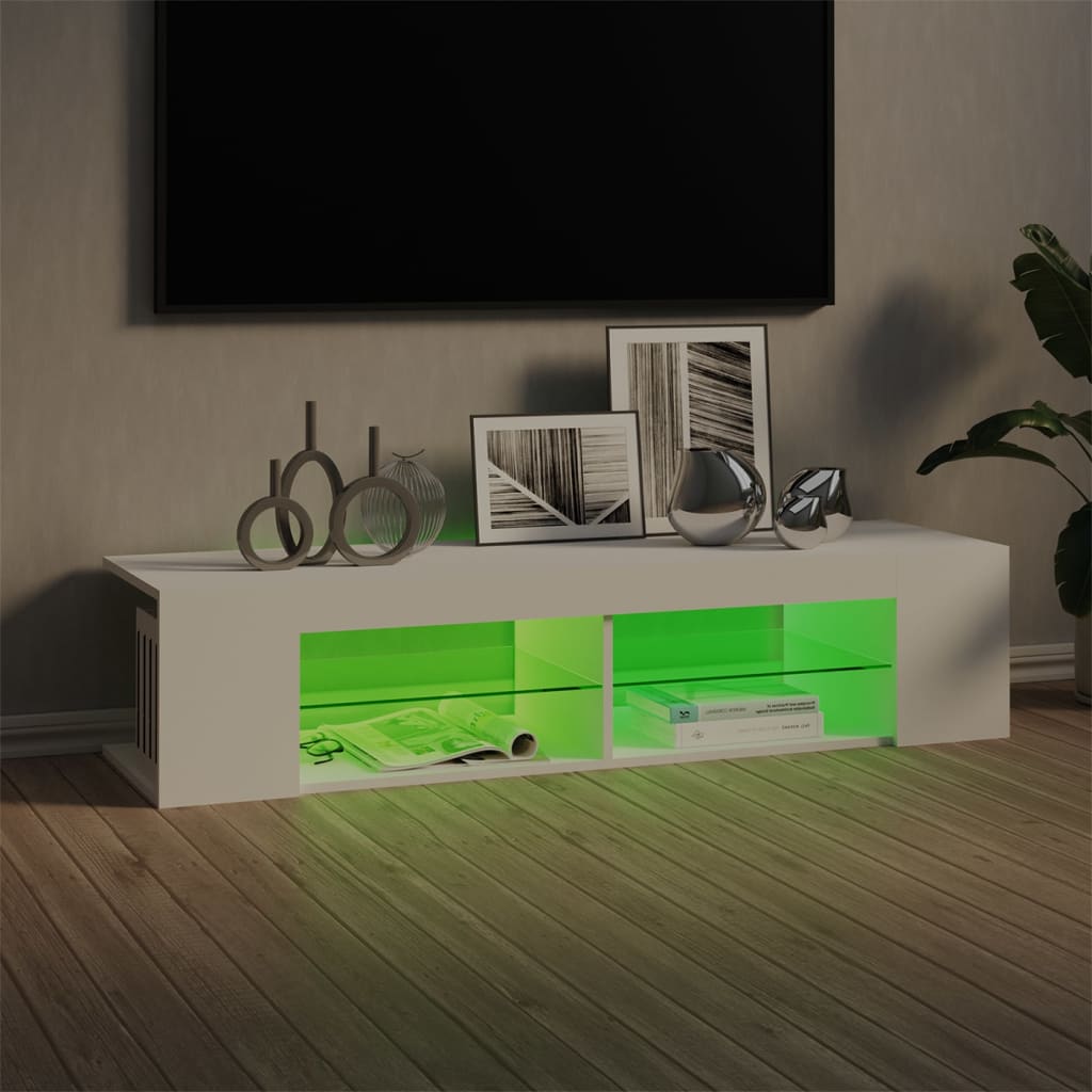 vidaXL Móvel de TV com luzes LED 135x39x30 cm branco