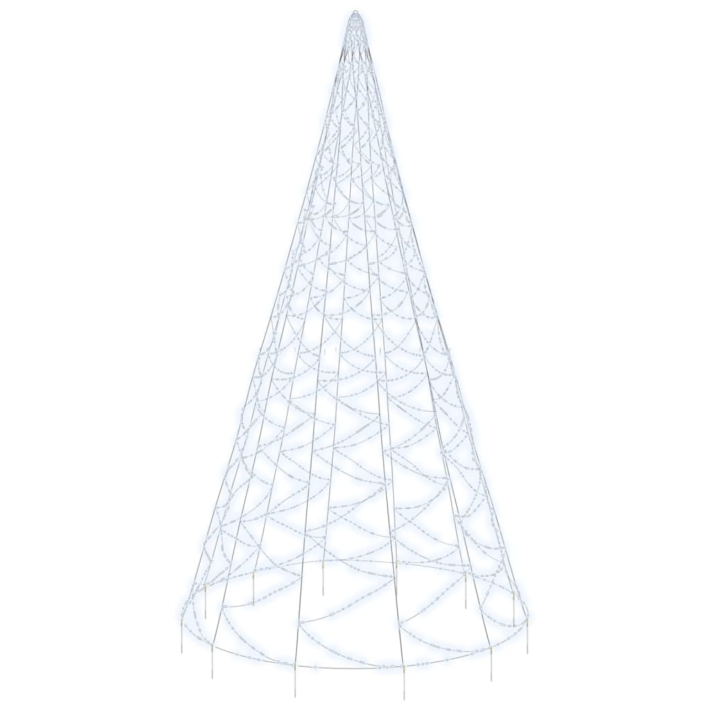 vidaXL Árvore de Natal mastro de bandeira 3000 LEDs 800 cm branco frio