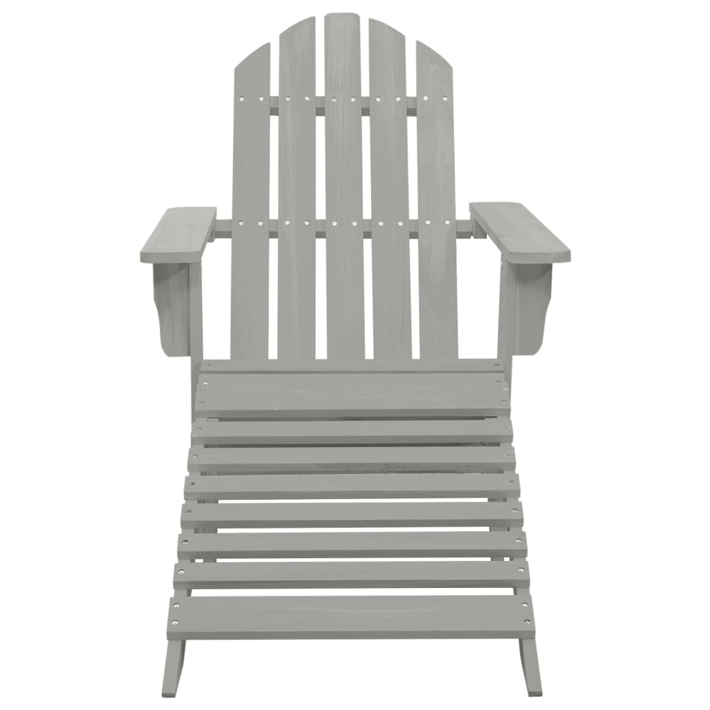 vidaXL Cadeira de jardim com otomano madeira cinzento