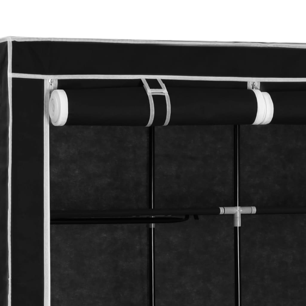 vidaXL Roupeiro c/ compartimentos e varões 150x45x175 cm tecido preto