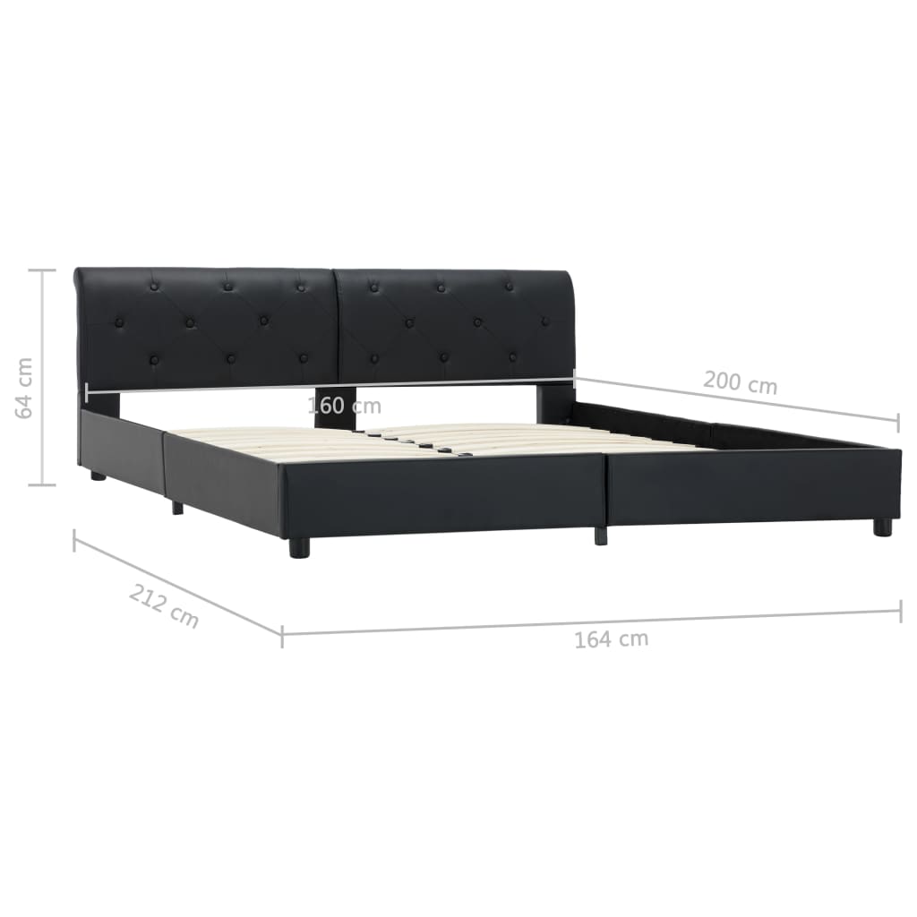 vidaXL Estrutura de cama 160x200 cm couro artificial preto