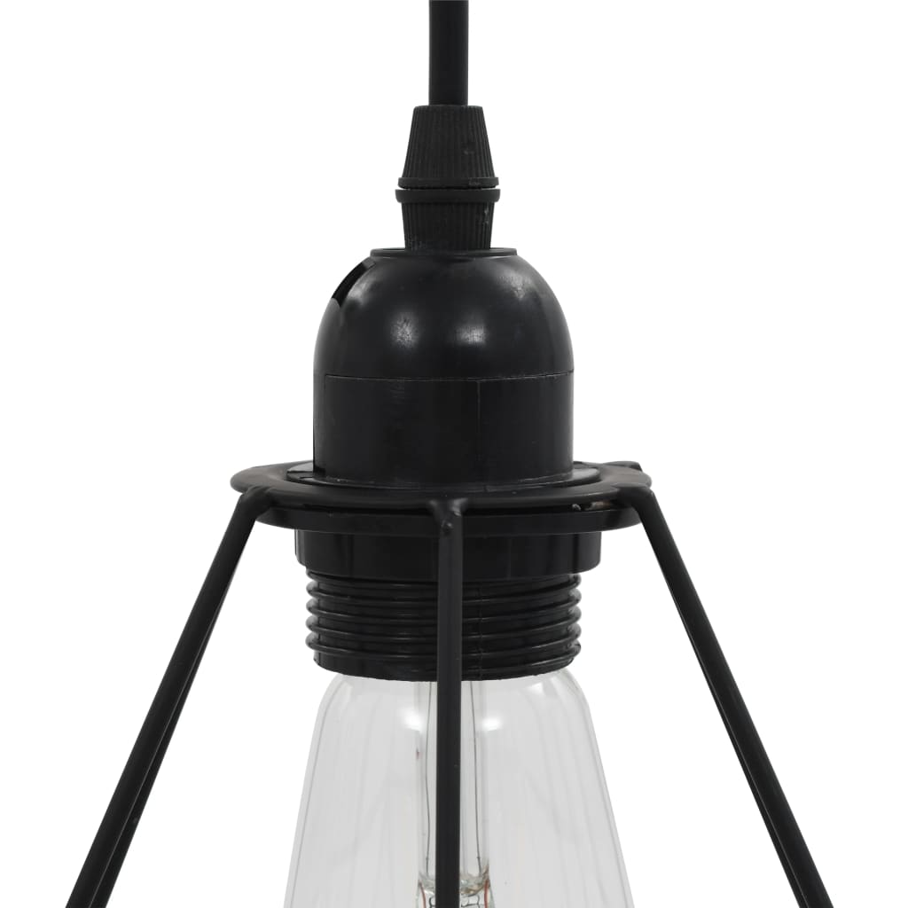 vidaXL Candeeiro de teto com design diamante 3 lâmpadas E27 preto