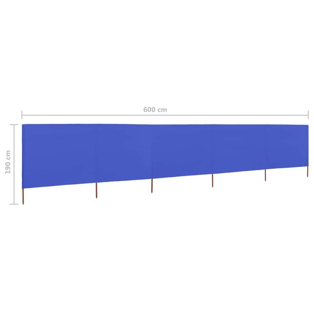 vidaXL Para-vento com 5 painéis em tecido 600x160 cm azul-ciano
