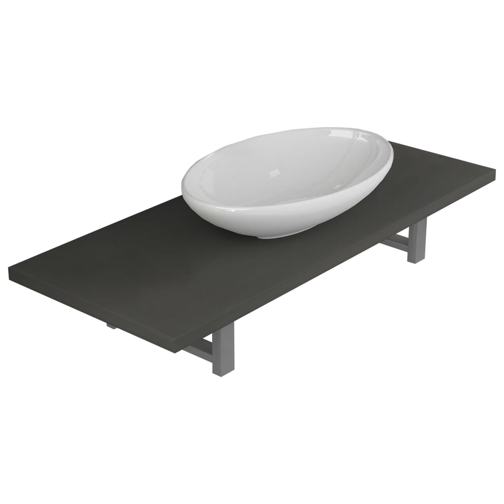 vidaXL Conjunto de móveis de casa banho 2 peças cerâmica cinzento
